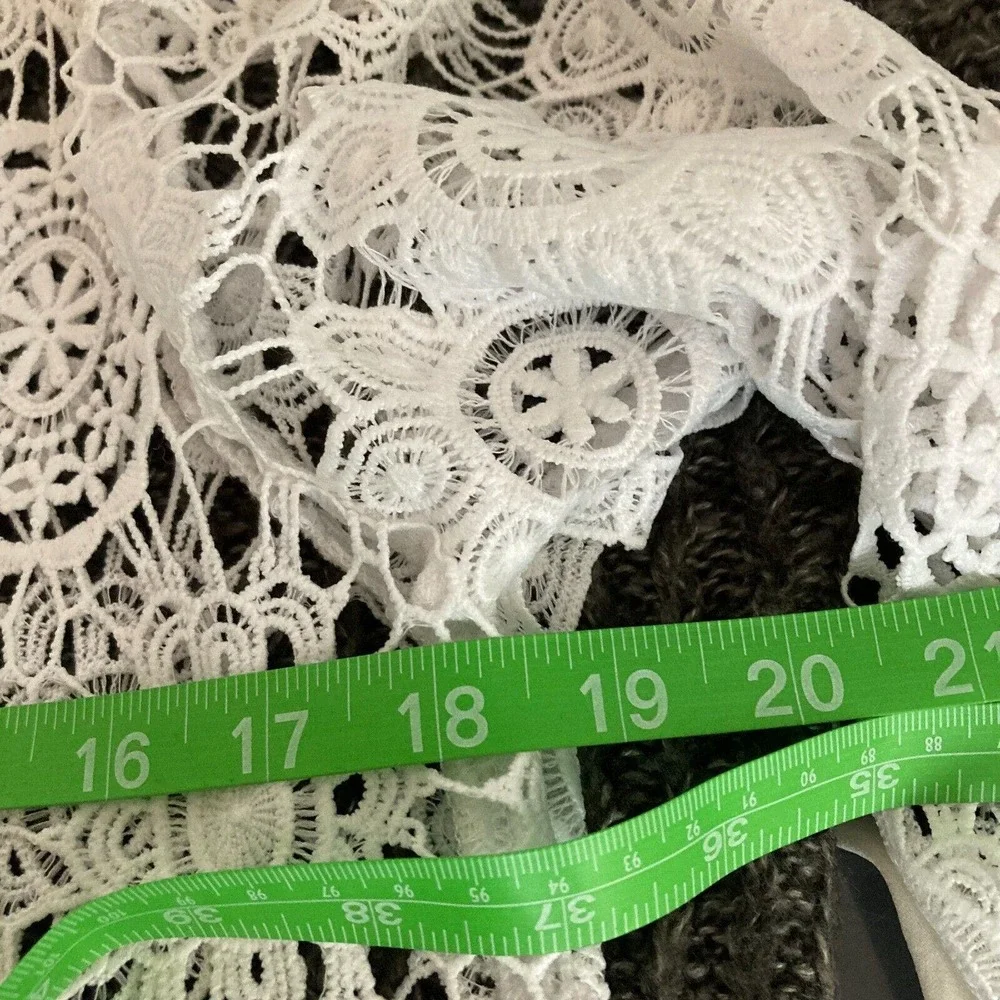 Anne Klein Sweater Womens Sz S White Crochet Lace Round Neck Tunic Pullover - Picture 8 of 9